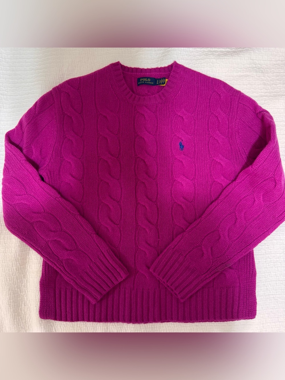 Polo by Ralph Lauren women’sCable Knit Crewneck Sweater - Fuchsia,S, new